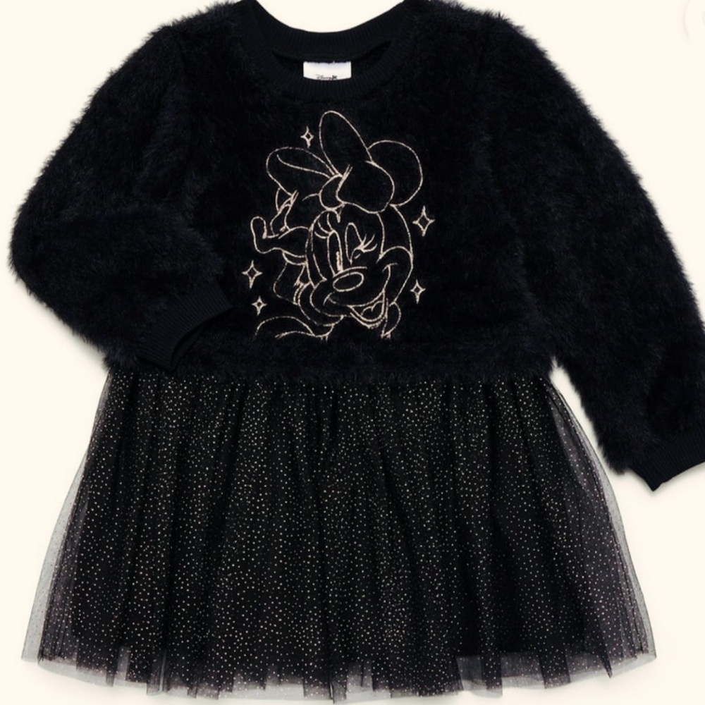 BRAND NEW Minnie Mouse Toddler Girls Eyelash Knit Tutu Dress w/ Long Sleeves 5T